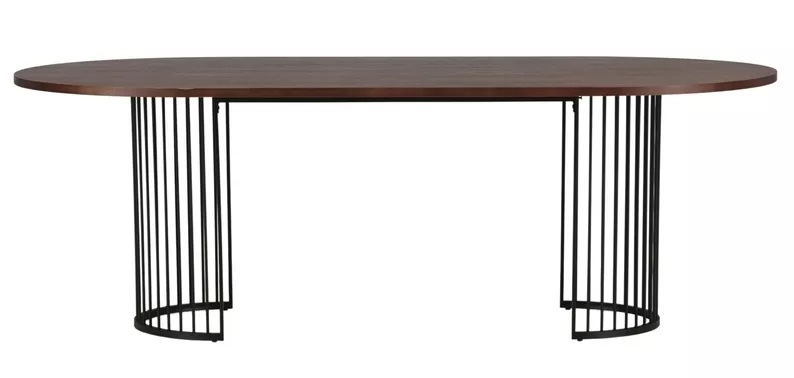 Table à manger Pestiter 110x220 cm noyer/piétement acier