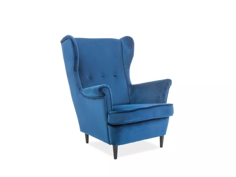 Fauteuil Pazial, velours bleu marine