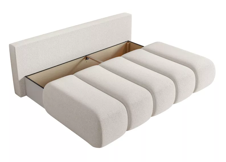 Kanapa trzyosobowa Dandelino Mini z funkcją spania kremowa szenil