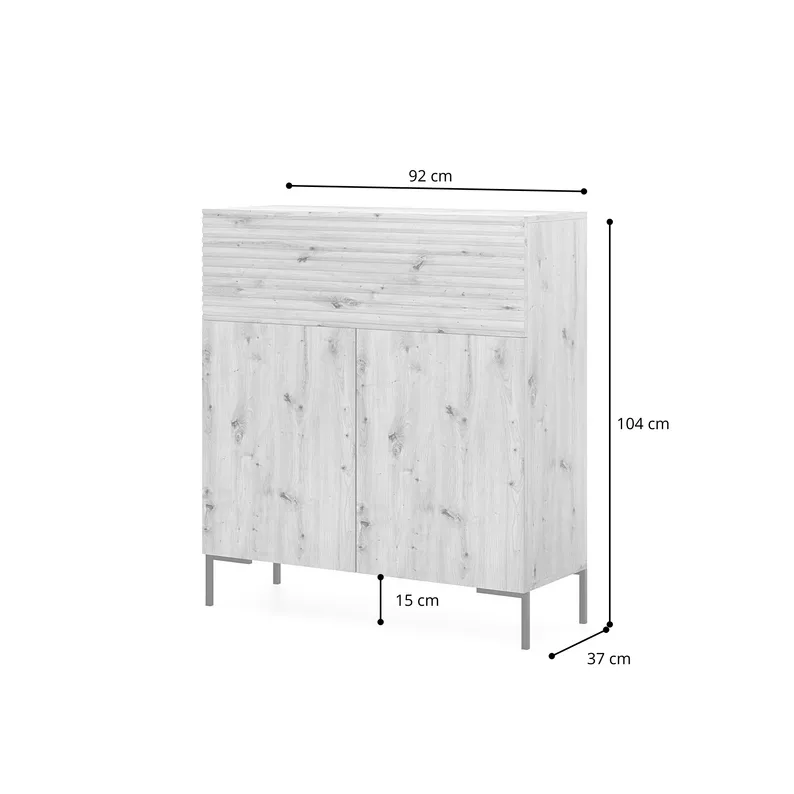 Commode Lammelo 92 cm beige pieds dorés