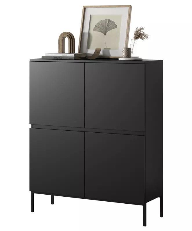 Commode haute Bemmi 100 cm noire avec pieds noirs
