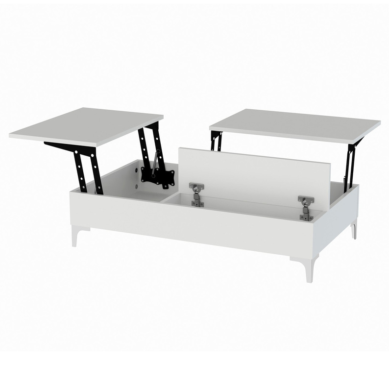 ALCHIBA Table basse extensible blanc 90x52 cm