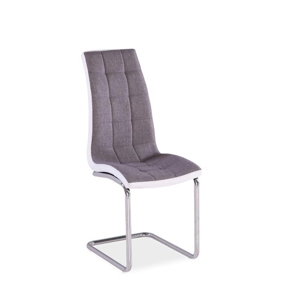 Chaise rembourrée Balta tissu gris avec inserts blancs