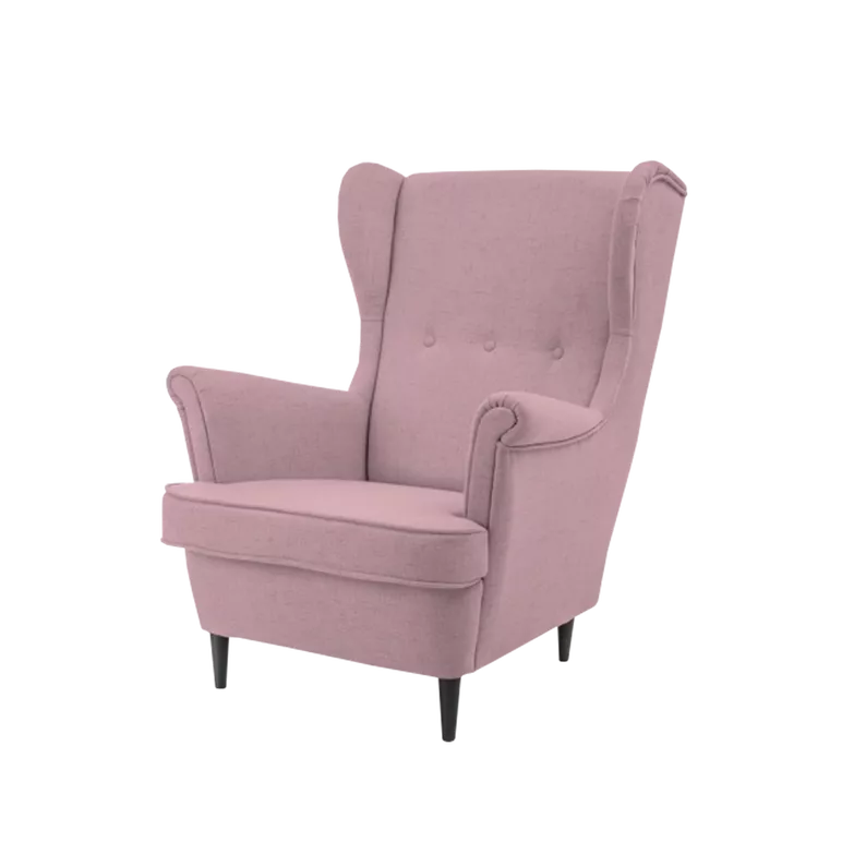 Fauteuil à oreilles Pazial, rose poudré