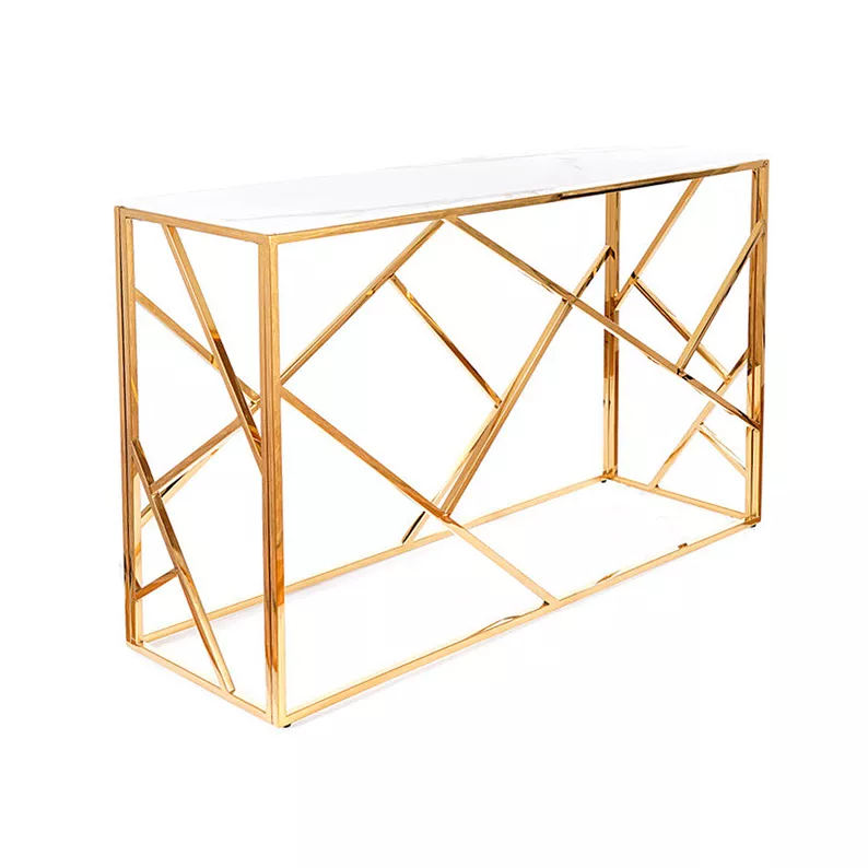 Console Landile 120 x 40 cm avec plateau imitation marbre