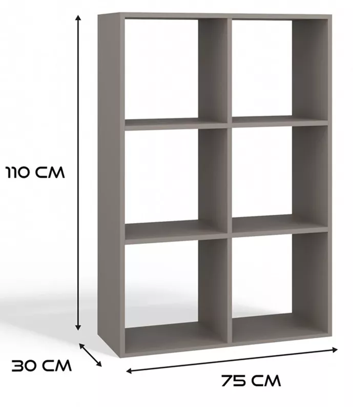 Regał otwarty Malax z sześcioma półkami 110 cm szary