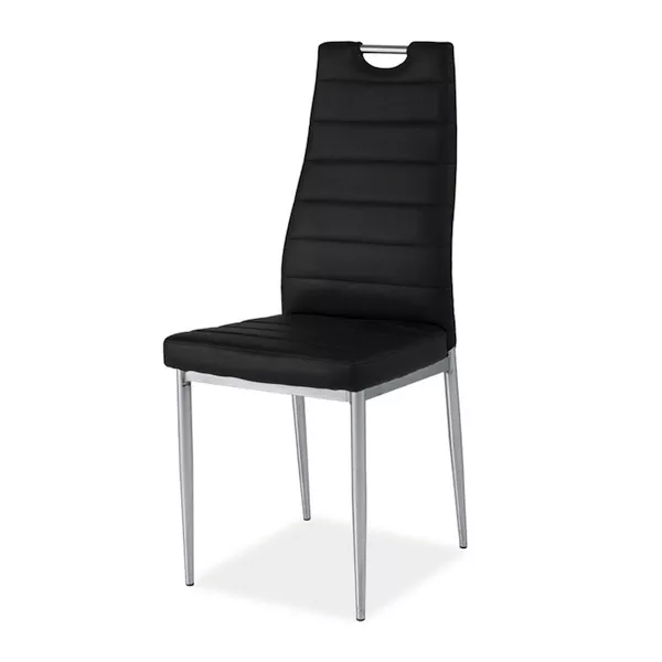 Chaise rembourrée Lastad noire avec une poignée sur une base chromée