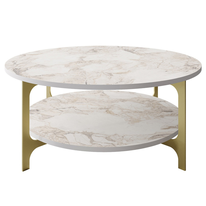 LIRDNOLU Table basse ronde Lirdnolu blanc / or diamètre 90 cm