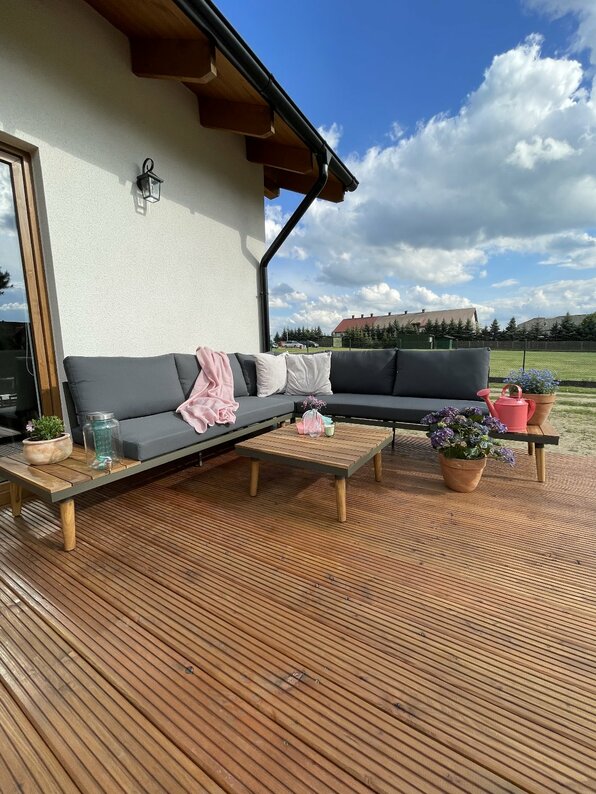 BEARCHAN Canapé d'angle de jardin avec table