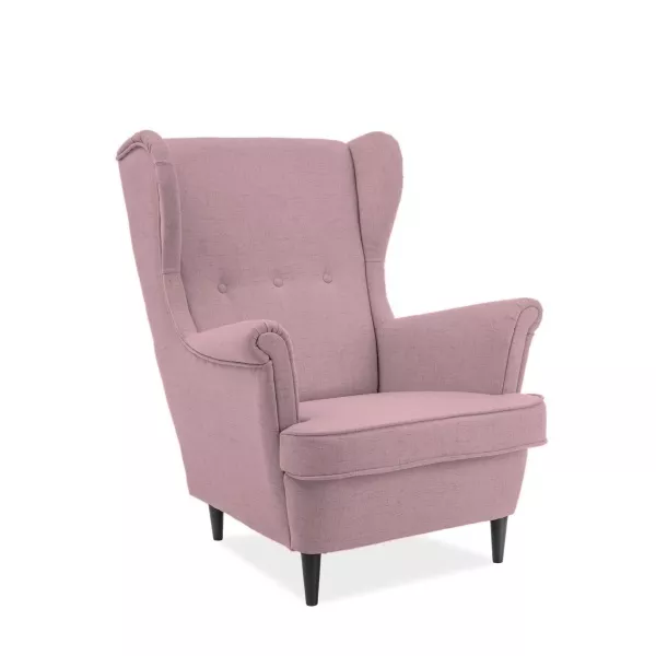 Fauteuil à oreilles Pazial, rose poudré