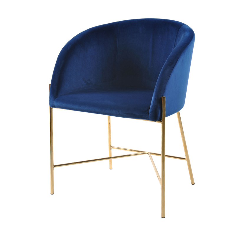 RIBIOC Chaise tapissée velours bleu marine pieds dorés