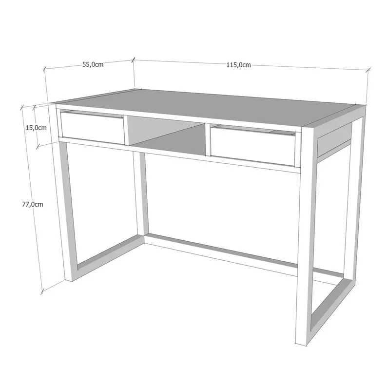 MADELIA Bureau moderne 115x55 cm avec tiroirs
