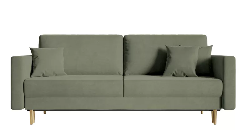 VALICO Canapé-lit trois places velours olive hydrophobe