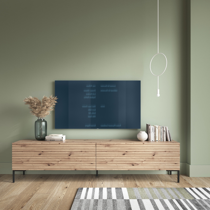 LAMMELO Meuble TV 175 cm chêne lamelle
