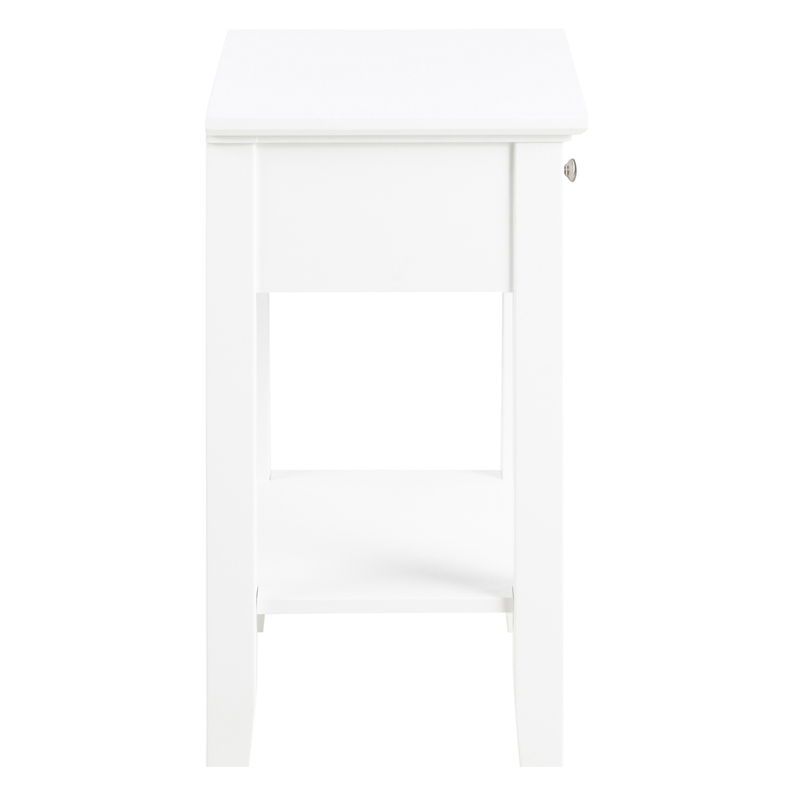 CORYMBIAN Table de chevet blanche avec un tiroir
