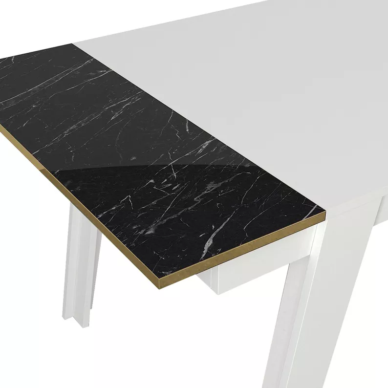 Table à manger Nostirt 148,5 x 85 cm noir et blanc