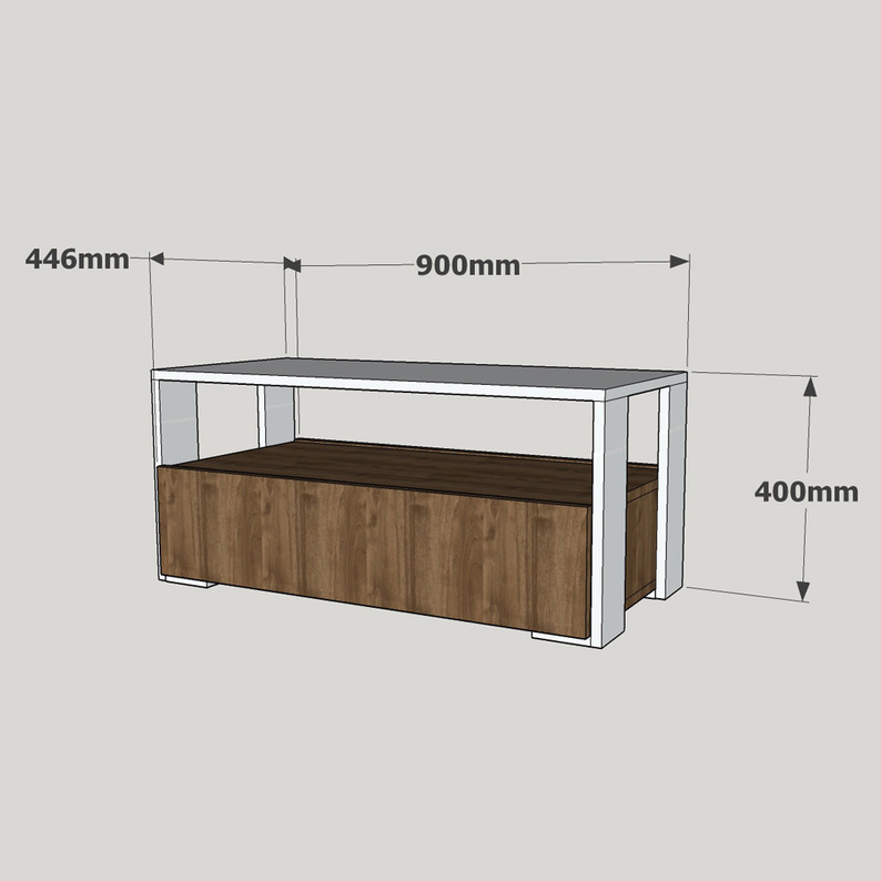 AFRAMOMUM Table basse avec tiroirs blanc / noyer 90x44,6 cm