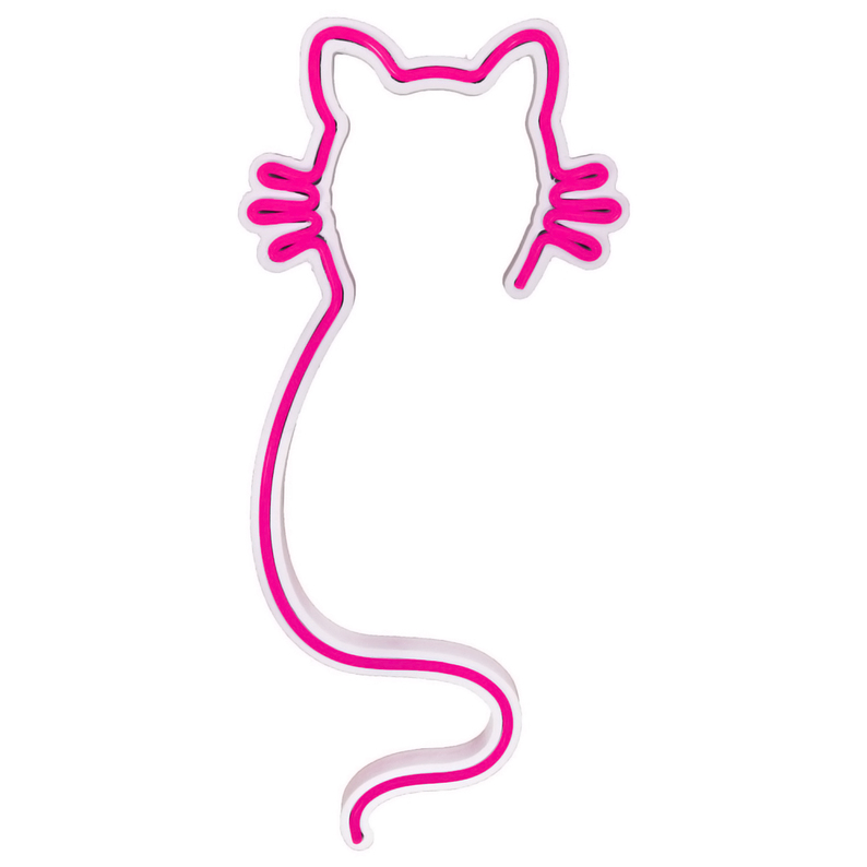 LETELY Enseigne au néon rose en forme de chat sur le mur