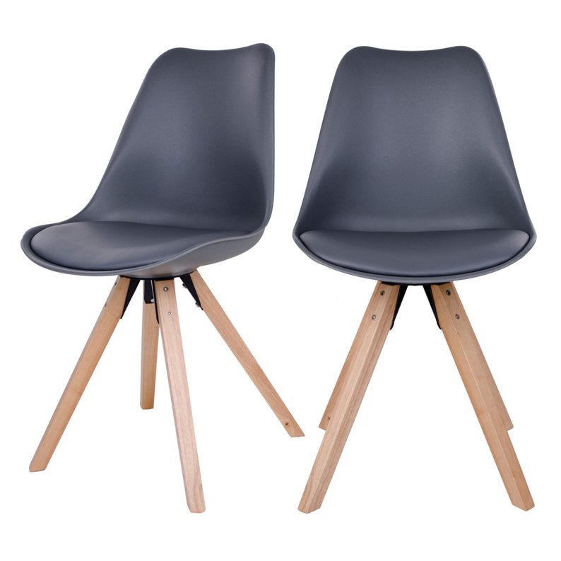 UMBRETA Lot de 2 chaises scandinaves grises pieds en bois