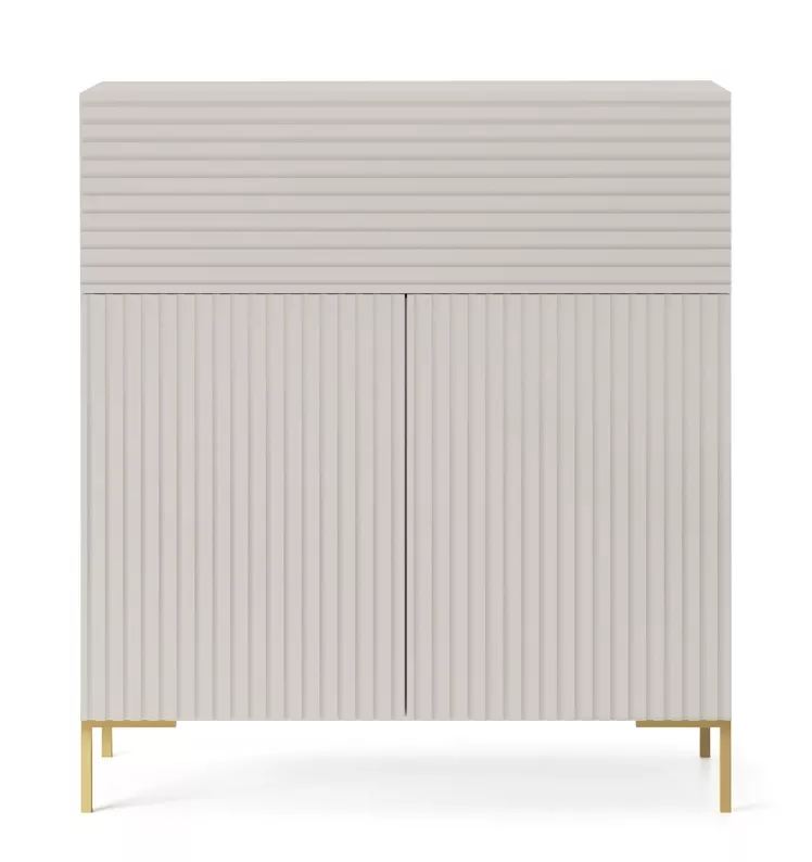 Commode Lammelo 92 cm beige pieds dorés