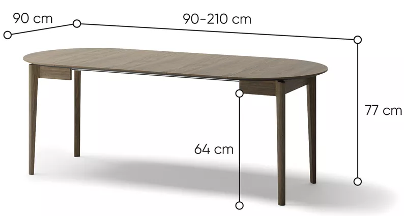 Stół rozkładany Plot 90-210x90 cm dąb ciemny