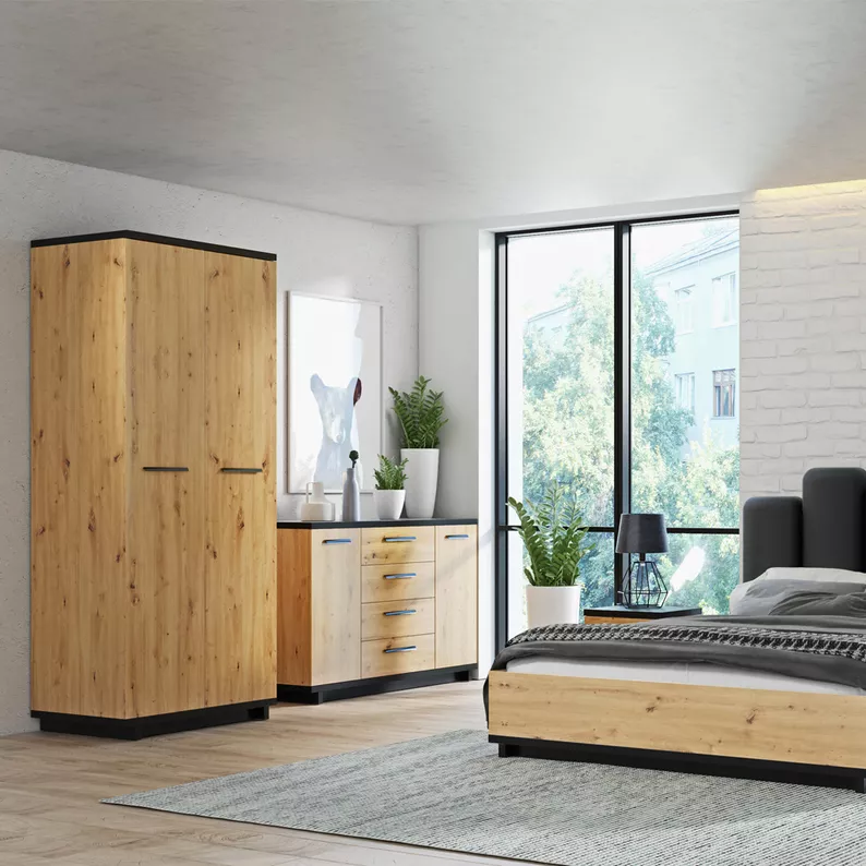 COLLARD Armoire 2 portes 90 cm, portes ouvertes