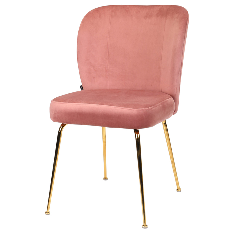 ALRUBA Chaise tapissée rose pieds d'or