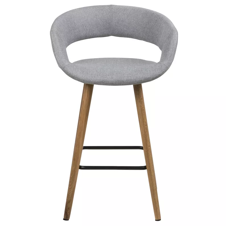 HANNAH Lot de 2 tabourets gris clair pieds foncés