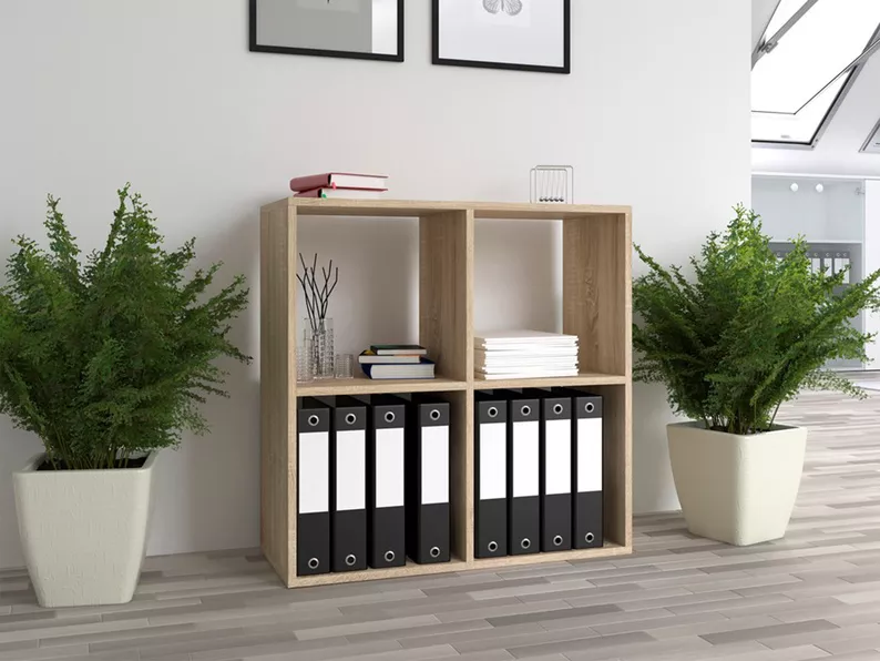 Regał otwarty Malax z czterema półkami 74 cm dąb sonoma