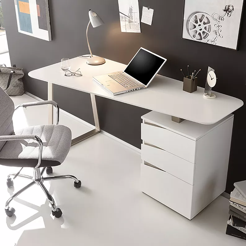 Bureau Dalmazia avec tiroirs 150x67 cm blanc