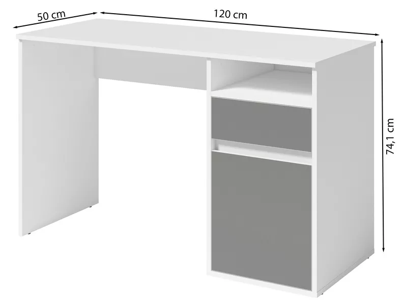 Biurko Billa z szufladą i szafką 120 cm biały / grafit