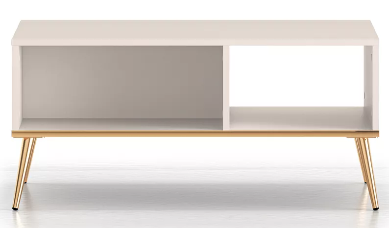 Ława kawowa Selgin 60x90 cm szary beż ze złotymi nogami