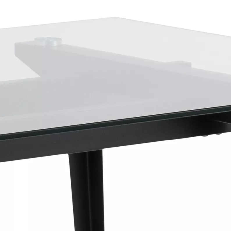 BRUNNO Table à manger 180x90 cm avec plateau en verre