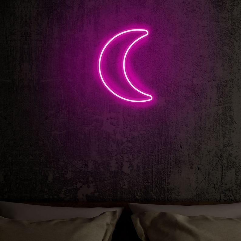 LETELY Enseigne au néon sur le mur en forme de lune rose