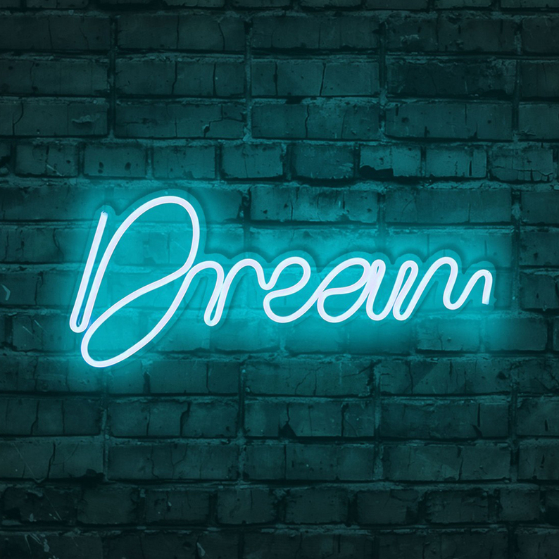 LETELY Enseigne au néon sur le mur avec le mot Dream blue