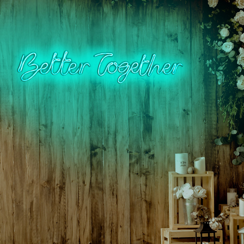 LETELY Enseigne au néon murale avec le mot Better Together bleu