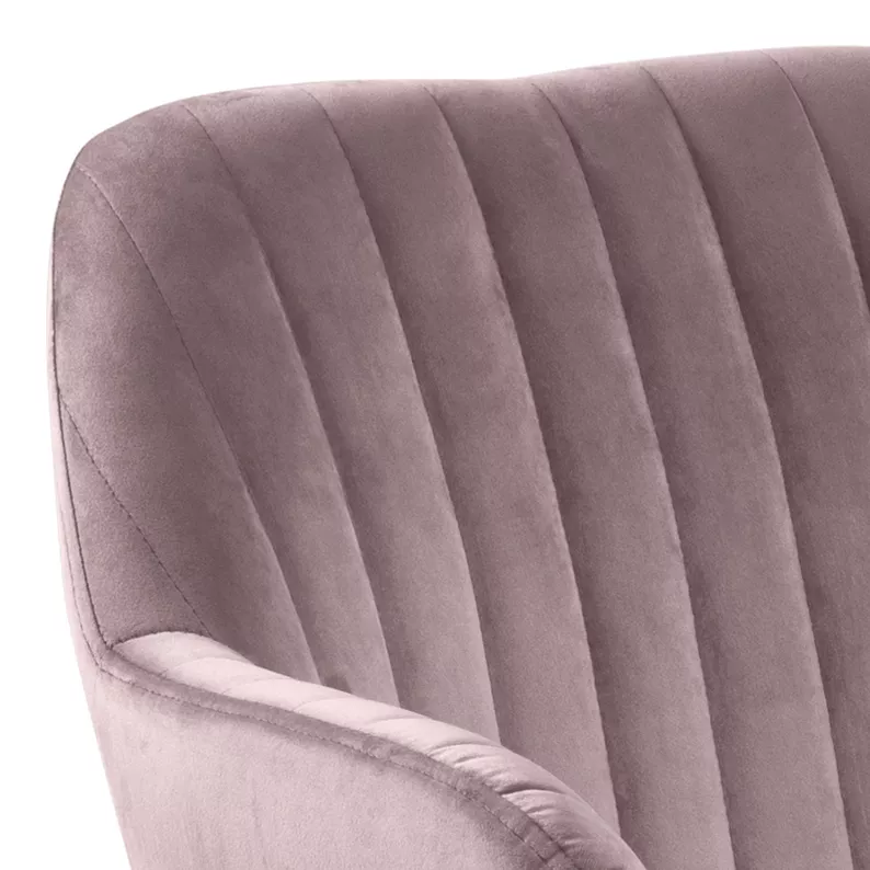 ELIDI Chaise rembourrée velours rose poudré pieds métal