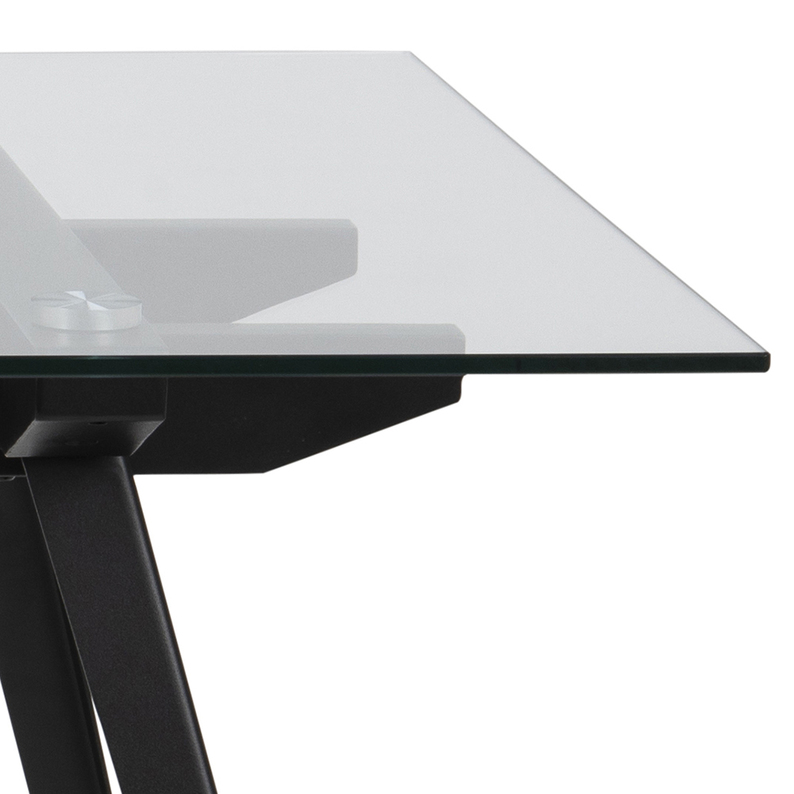 BRUNNO Table à manger 180x90 cm avec plateau en verre