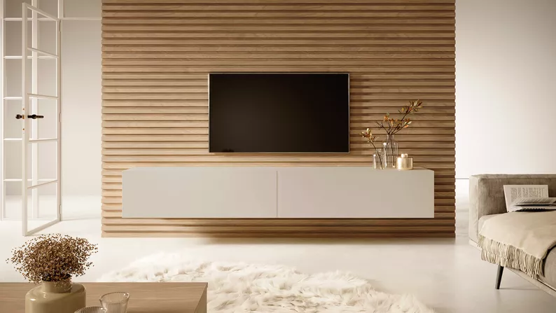 Meuble TV Bisira 200 cm Taupe (Gris-Beige)