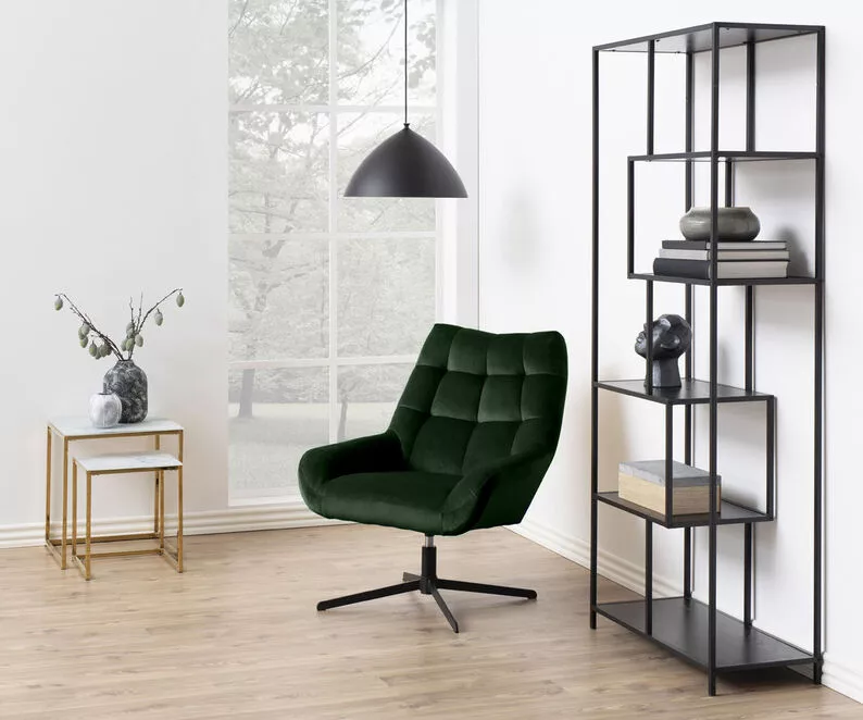 SHERLEY Fauteuil pivotant vert bouteille