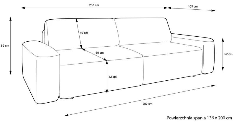 Kanapa rozkładana trzyosobowa Baleo z pojemnikiem oliwkowa szenil