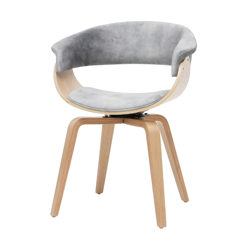 ASARLO Chaise design velours gris / bois d'érable