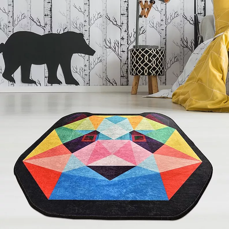 DINKLEY Tapis pour chambre d'enfant en forme de panda coloré 200 cm