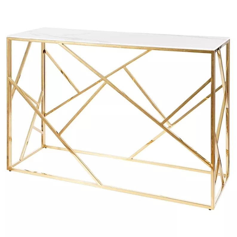 Console Landile 120 x 40 cm avec plateau imitation marbre