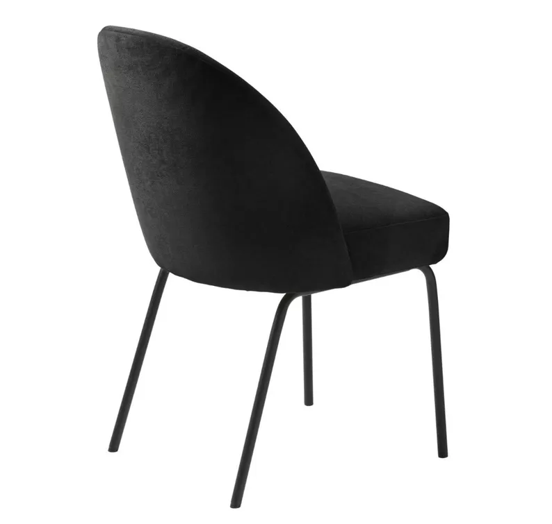 Chaise rembourrée en chenille noire Nelicials