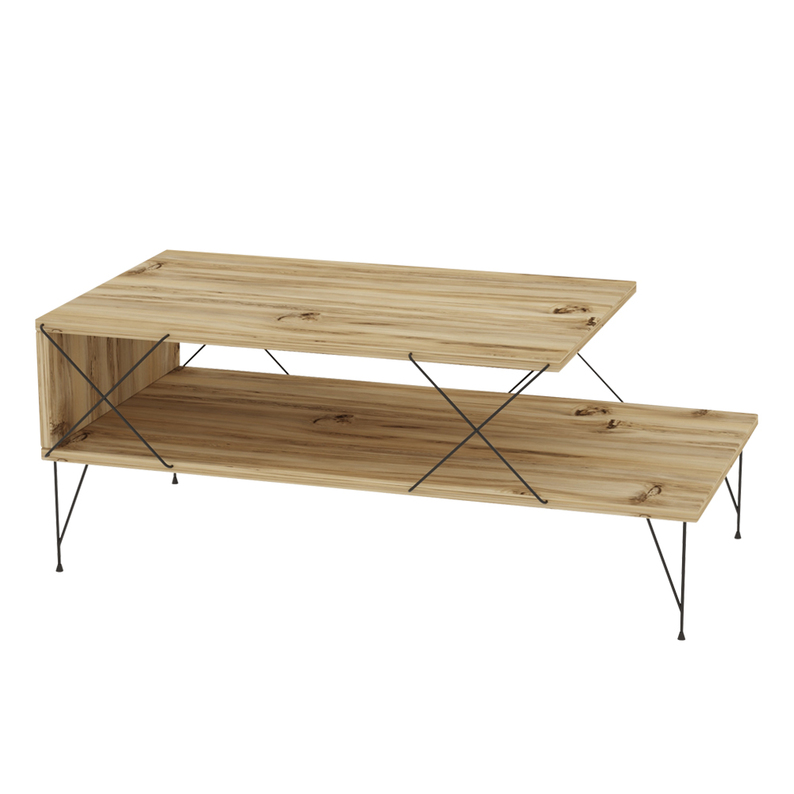 Table basse Lirre, en bois, avec une étagère 50 x 80 cm