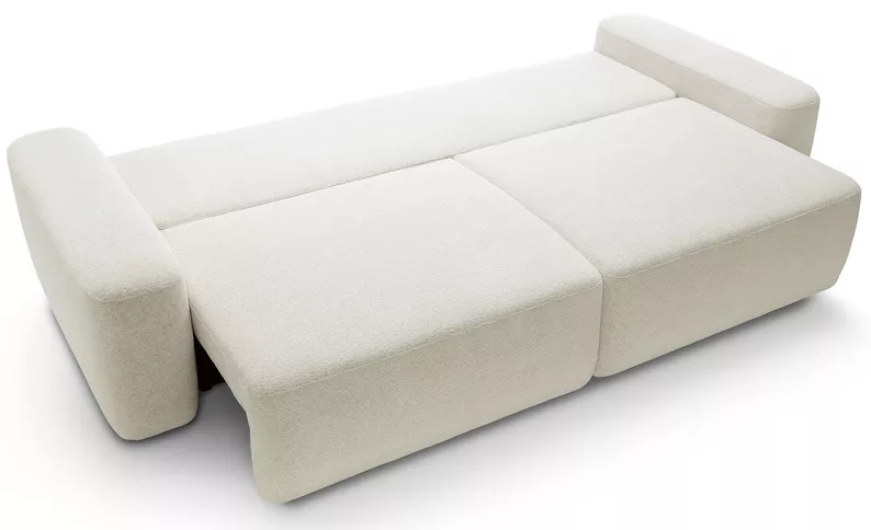 Kanapa rozkładana trzyosobowa Baleo z pojemnikiem kremowa szenil