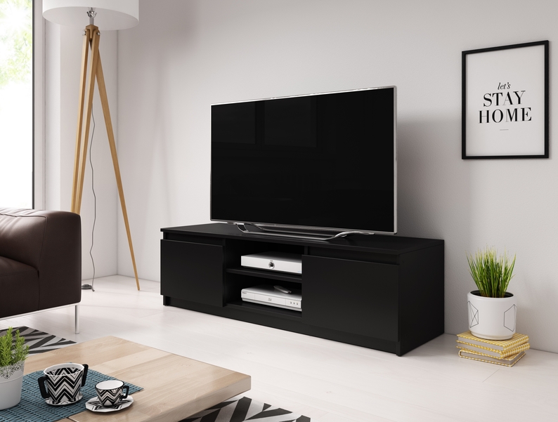 Meuble TV Permys 120 cm Noir graphite