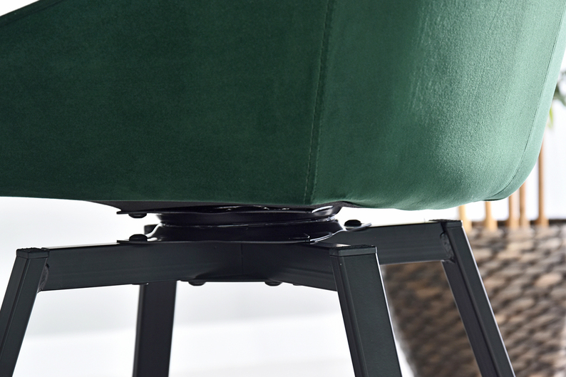 YANII Chaise pivotante en velours vert / noir