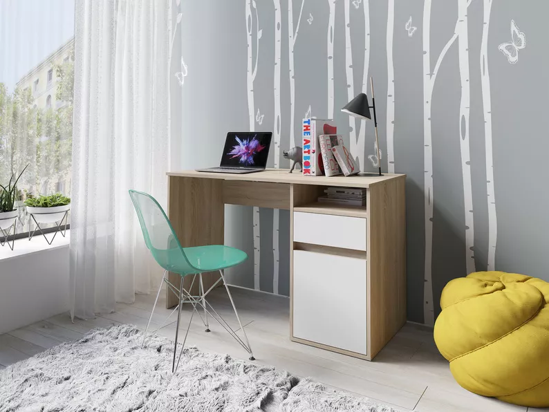 Biurko Billa z szufladą i szafką 120 cm dąb sonoma / biały